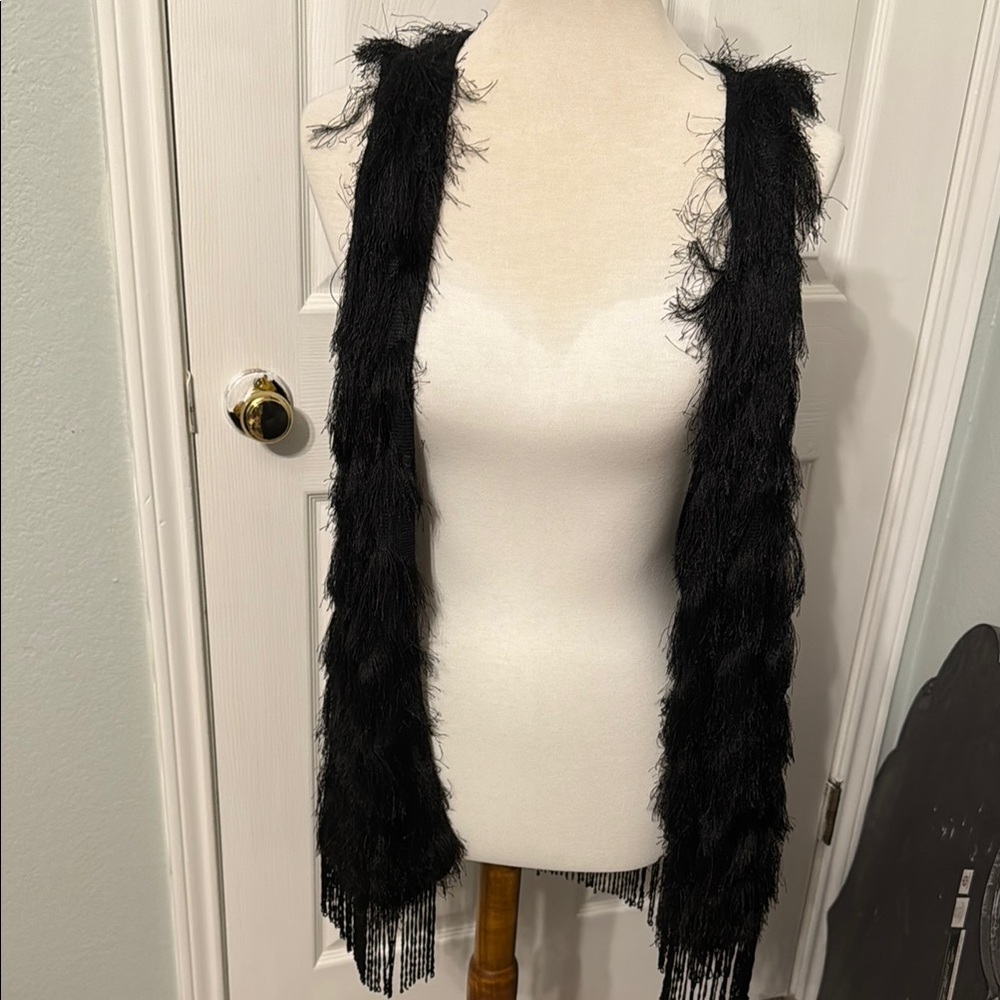 Umgee Black Fringe Vest